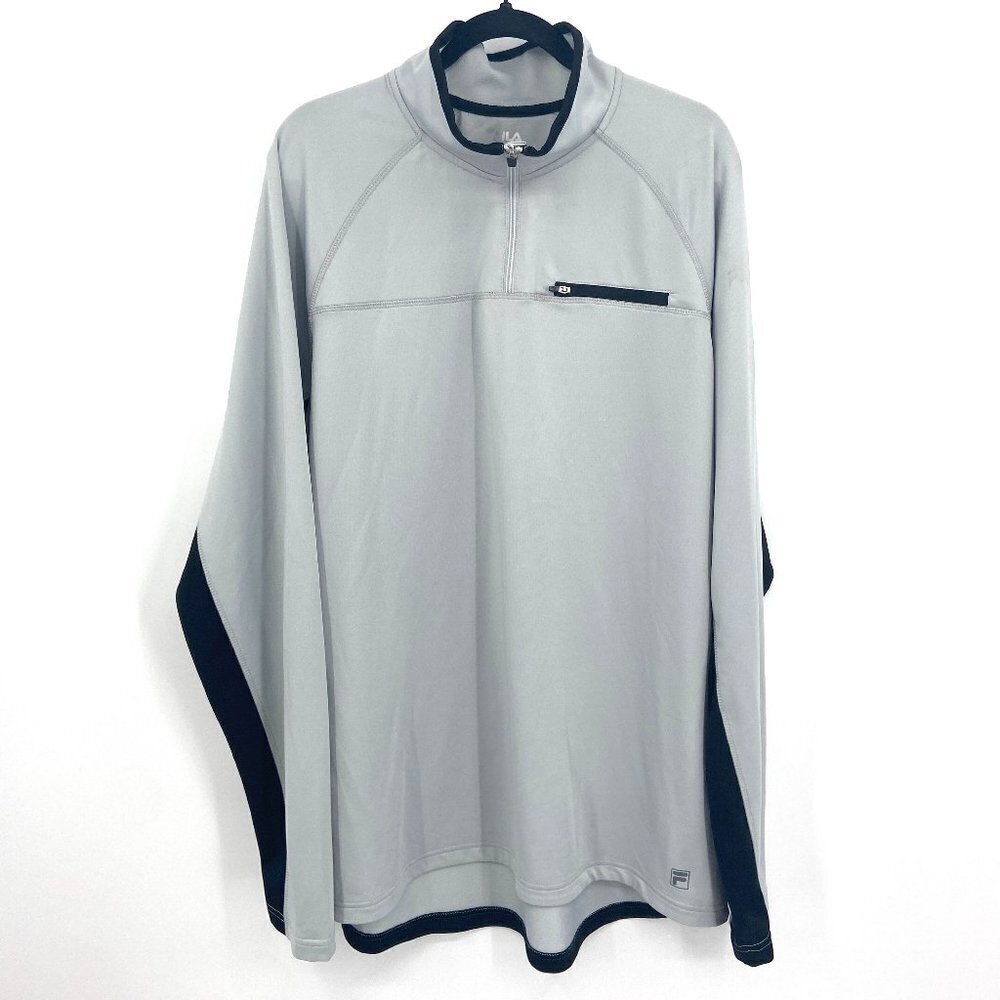 FILA Men's Light Gray Black 1/4 Zip Lightweight Pullover Athletic Top Size XXL